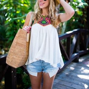 Free people embroidered tank top
